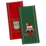 Happy Owlidays Dishtowel Set of 2 w/ FREE Christmas Light Cookie Cutter